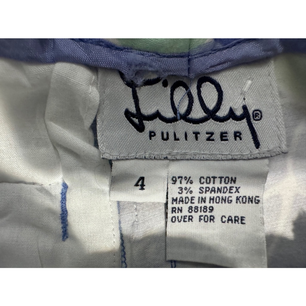 Lilly Pulitzer Floral Blue Green Ankle Pants Size 4 - Picture 9 of 10